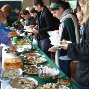 Busy free food table